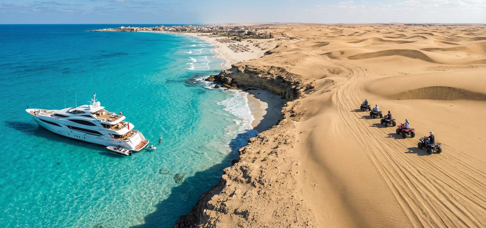 Yacht sailing on the Mediterranean coast near Marsa Matrouh